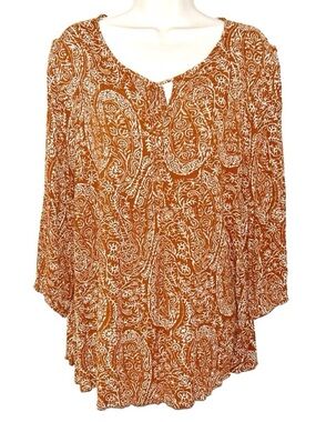 Papermoon Rust & White Paisley Peasant Blouse